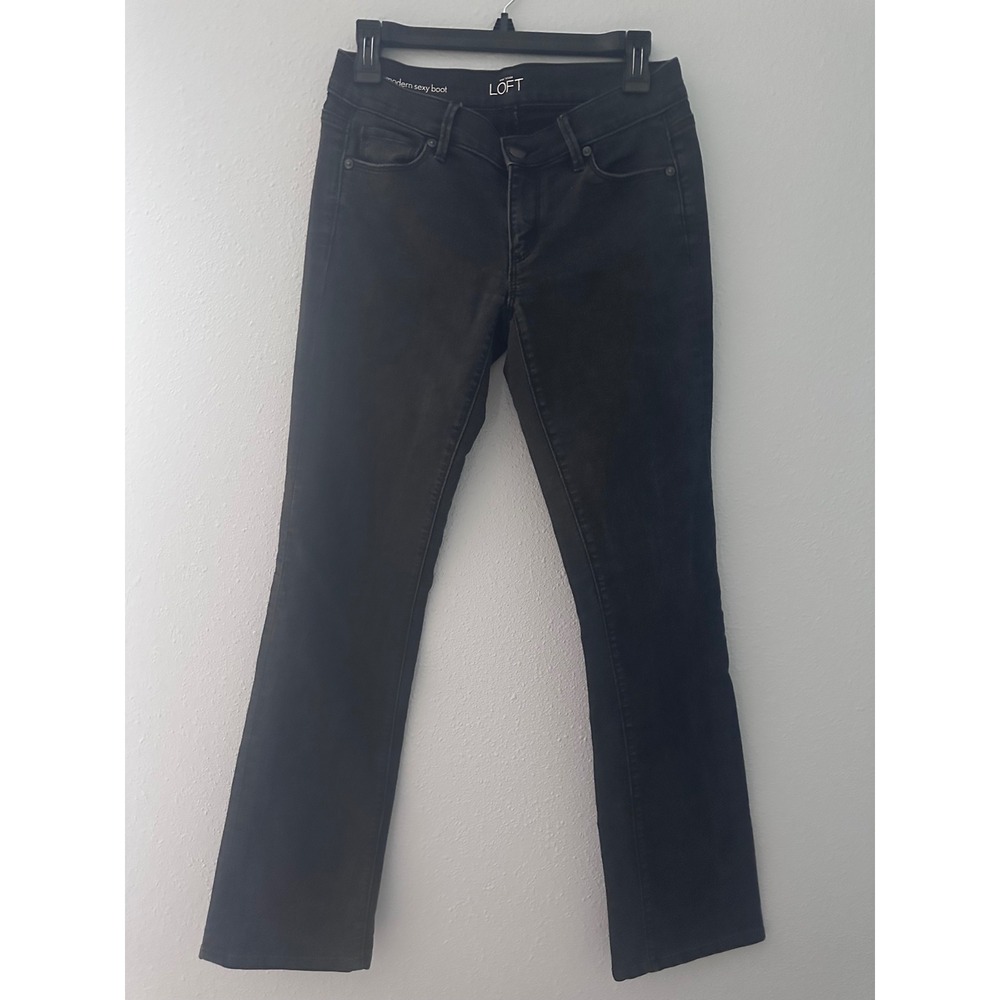 Ann Taylor LOFT Modern Sexy Boot Jeans Black Charcoal Bootcut Size 26/2